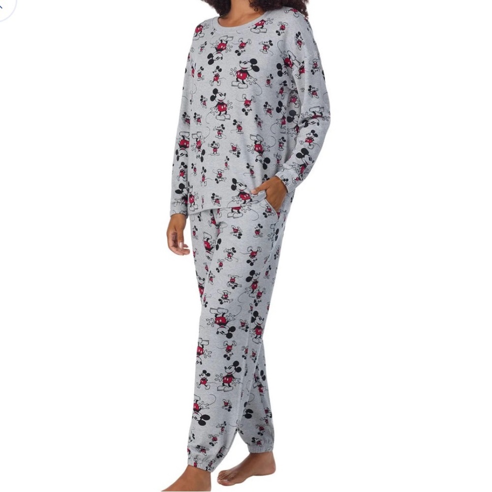 NWOT Disney Mickey Mouse Long Sleeve Soft Jersey Pajama Lounge Set, Size L - Picture 2 of 15
